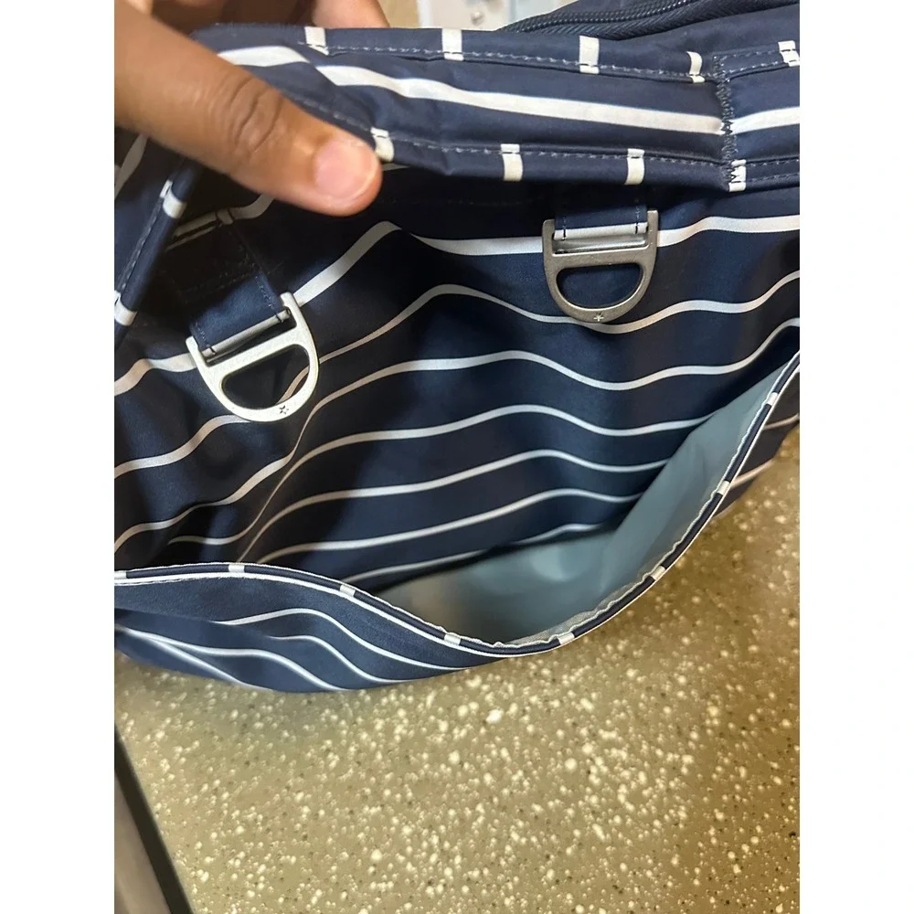JuJuBe Diaper Bag Navy White Stripe Mommy Tote‎ Messenger Bag with Changing Pad